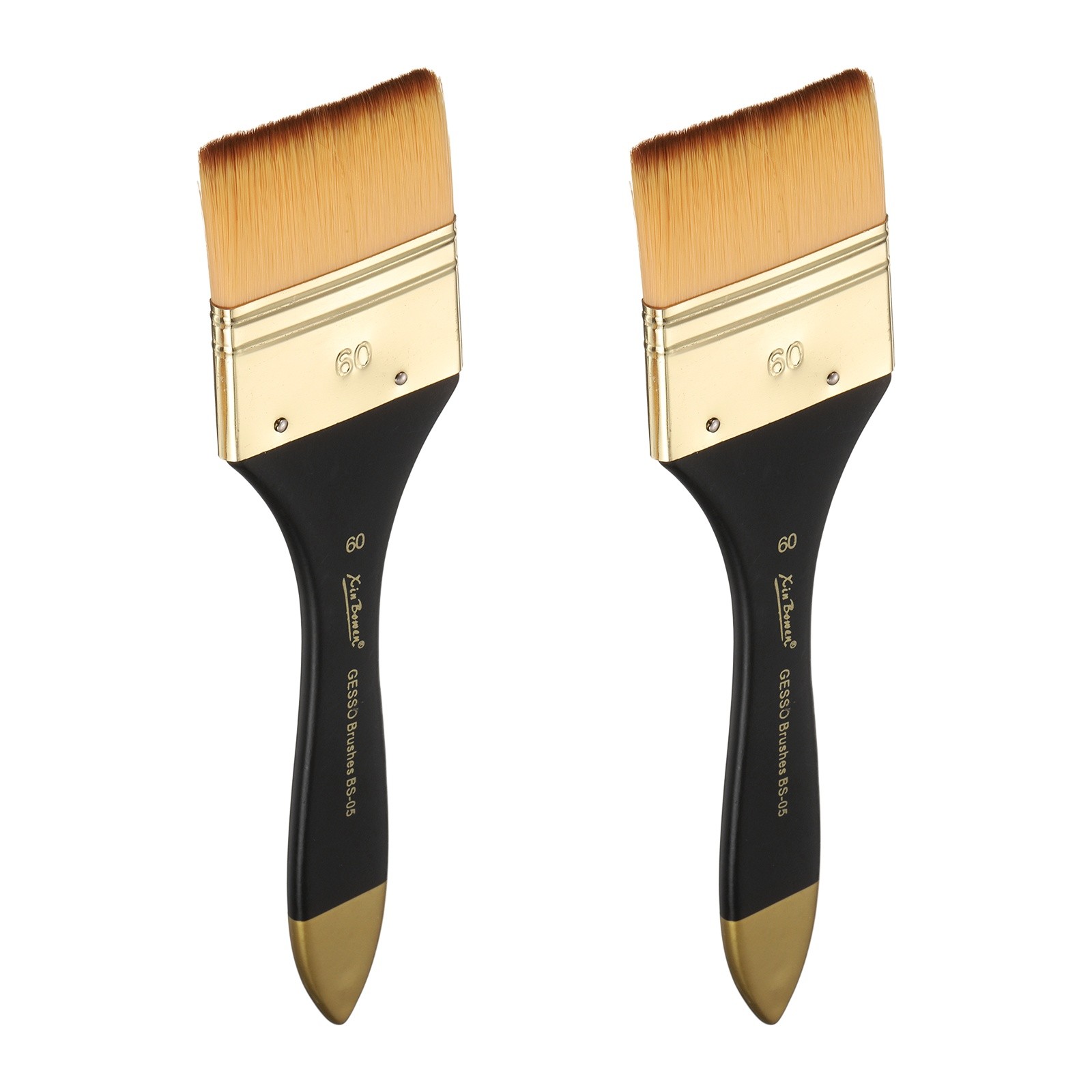 2Pcs Flat Paint Brush 2.36" Width Nylon Acrylic Painting Brushes Yellow]