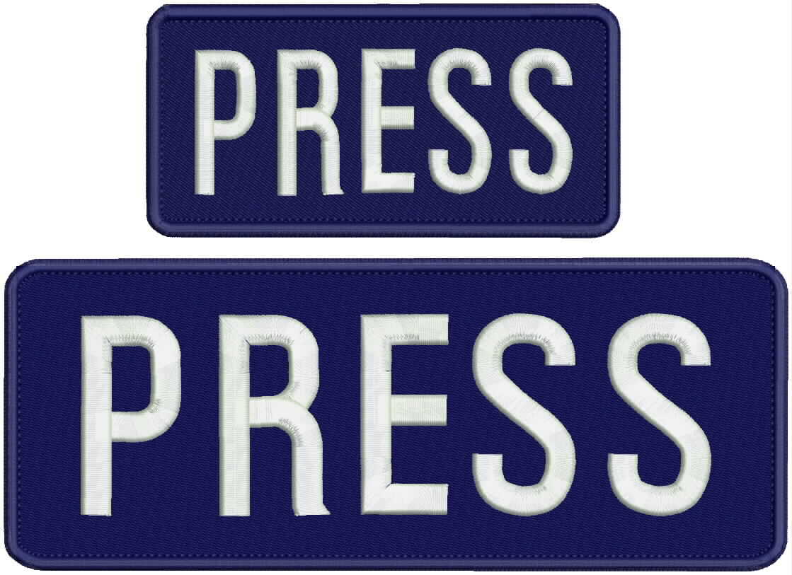 press embroidery patch 4x10 and 3X6 hook on back navy