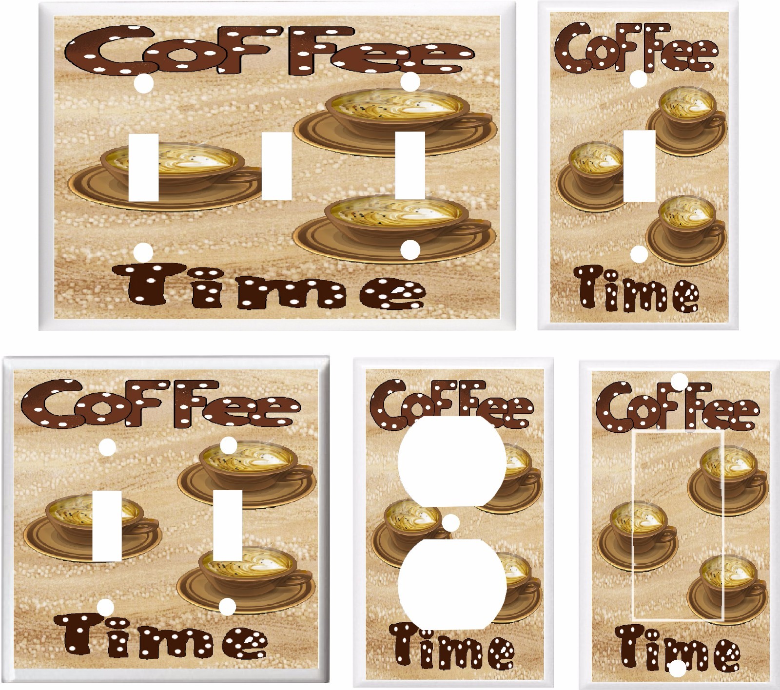 COFFEE TIME CUPS  KITCHEN DECOR K1 LIGHT SWITCH COVER PLATE U PICK PLATE SIZE