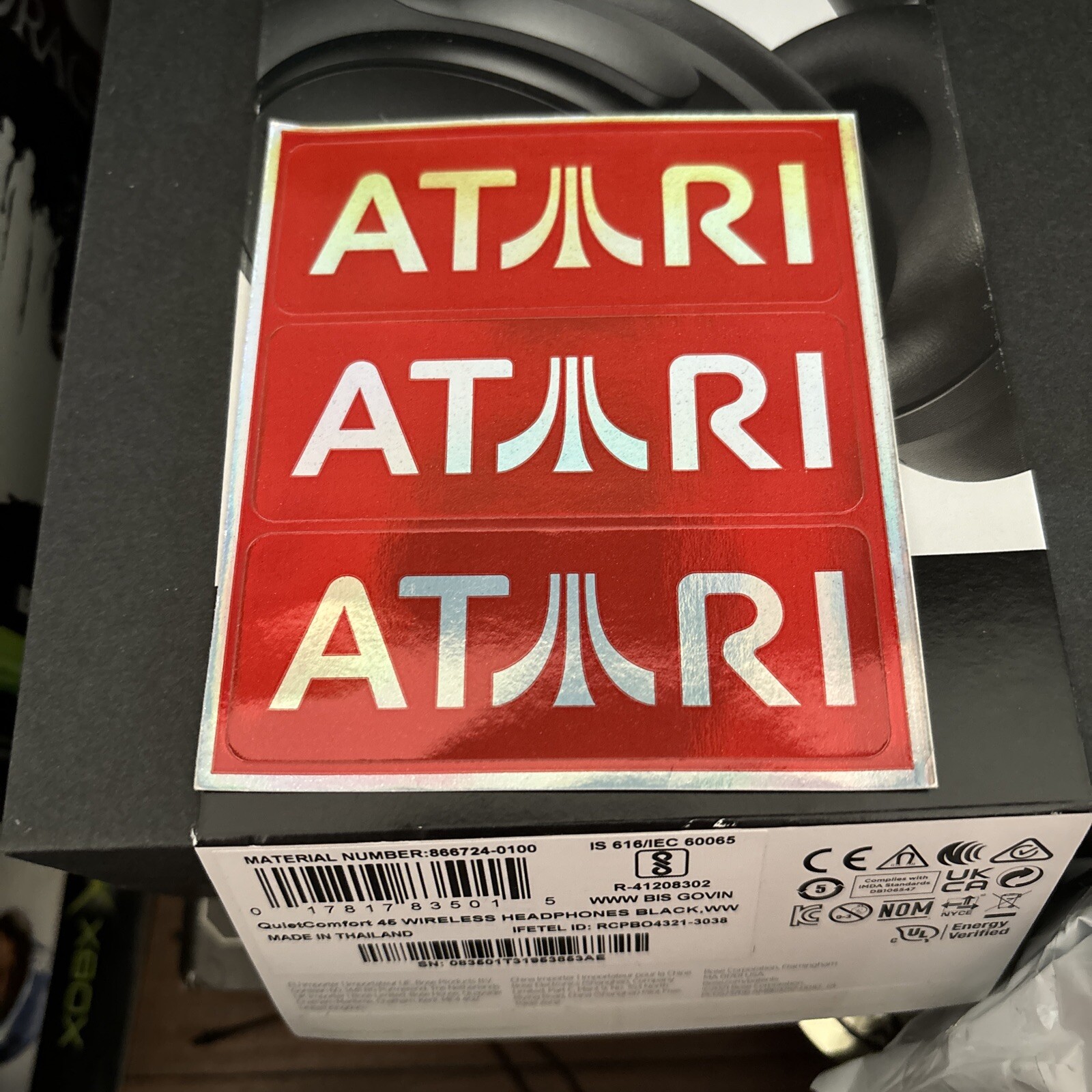 Vintage Atari logo stickers hologram style gamer decals 3" × 1"  *3 on the sheet