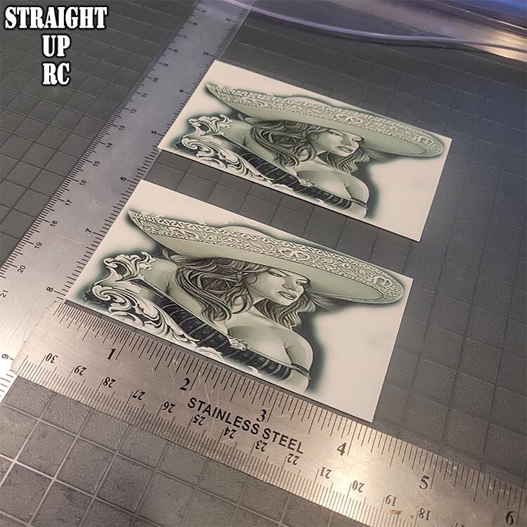 Custom Waterslide Decal - RC Lowrider "Airbrush Mural" Style "Sombrero Girl 2"