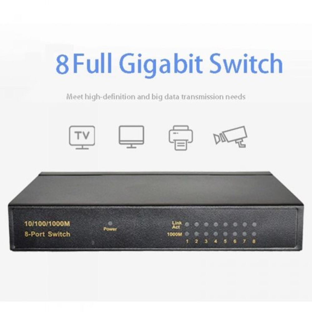 1008D Gigabit Network Switch for PC Laptop (Black)