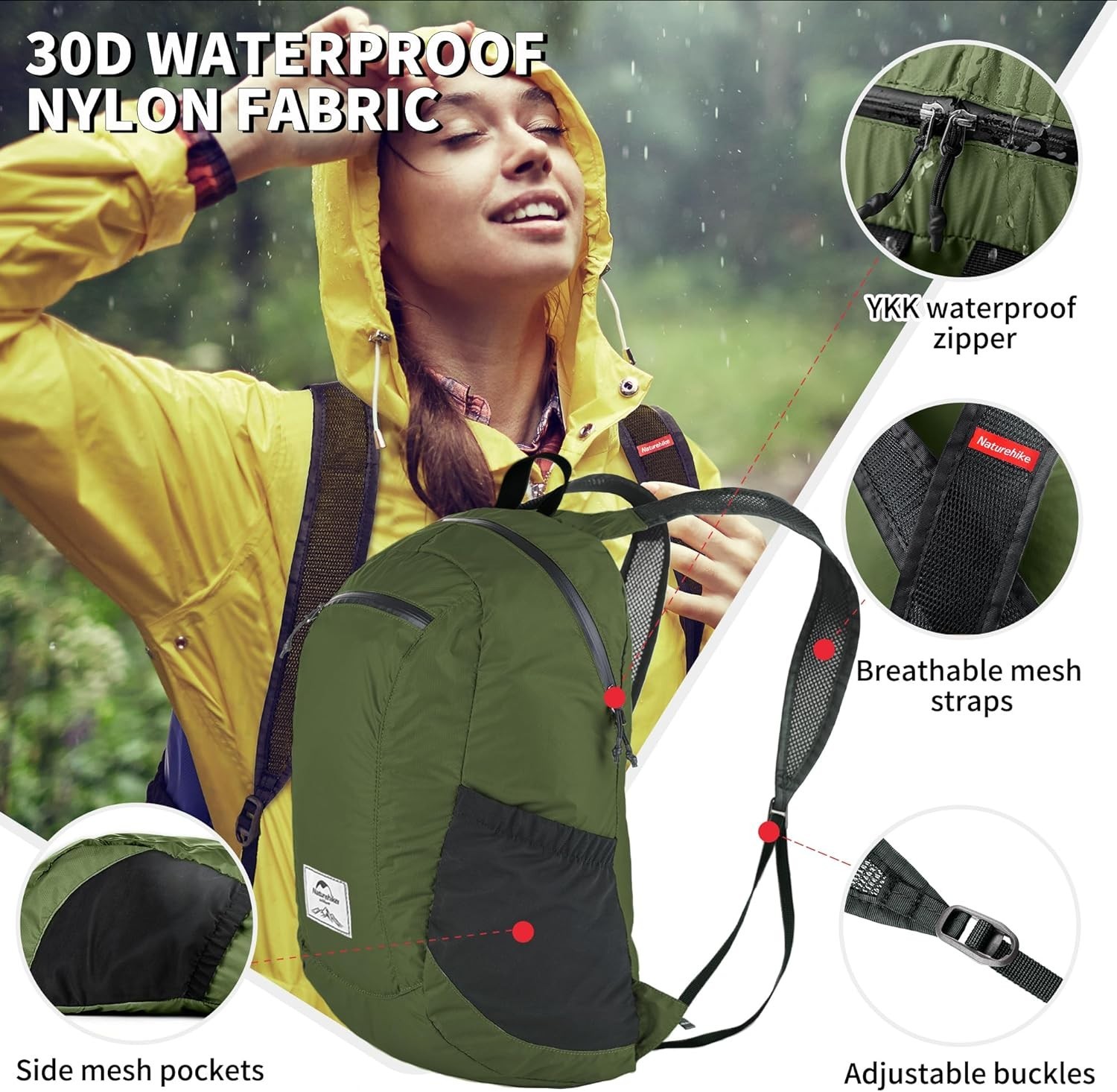 18L Lightweight Hiking Daypack, Waterproof Camping Packable Backpack Ultralig...