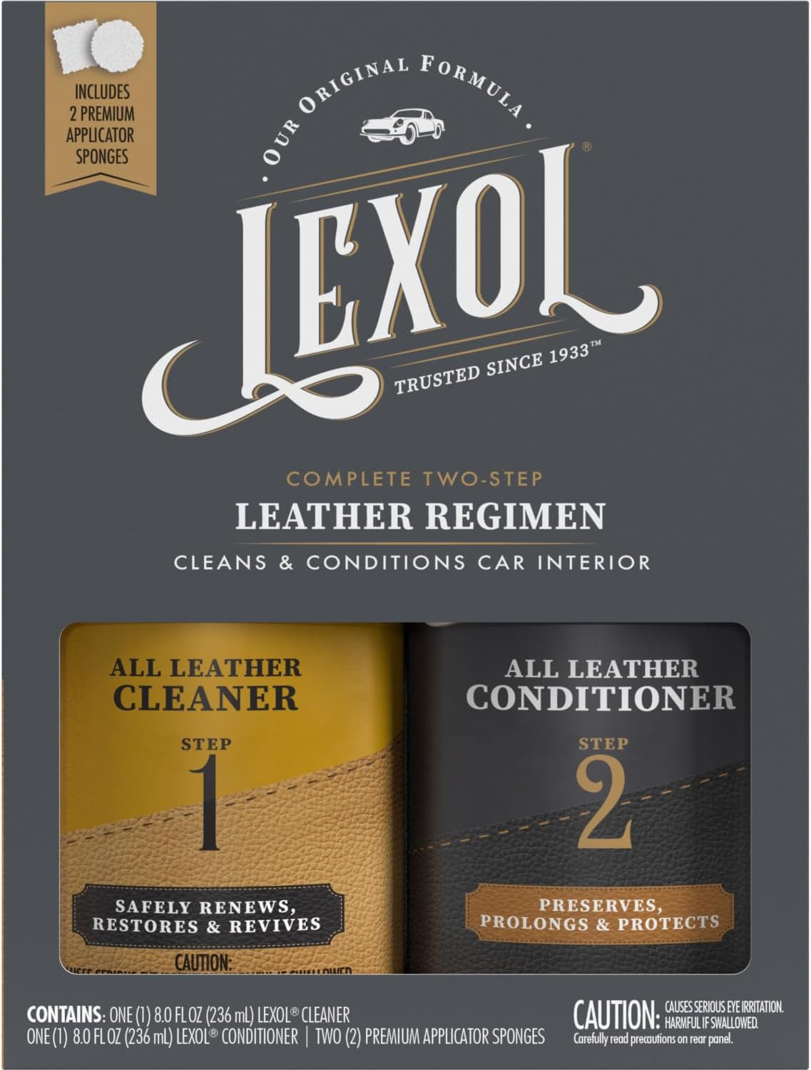 Leather Cleaner & Conditioner Kit 2x8oz Furniture Car Shoes Bag Care Set