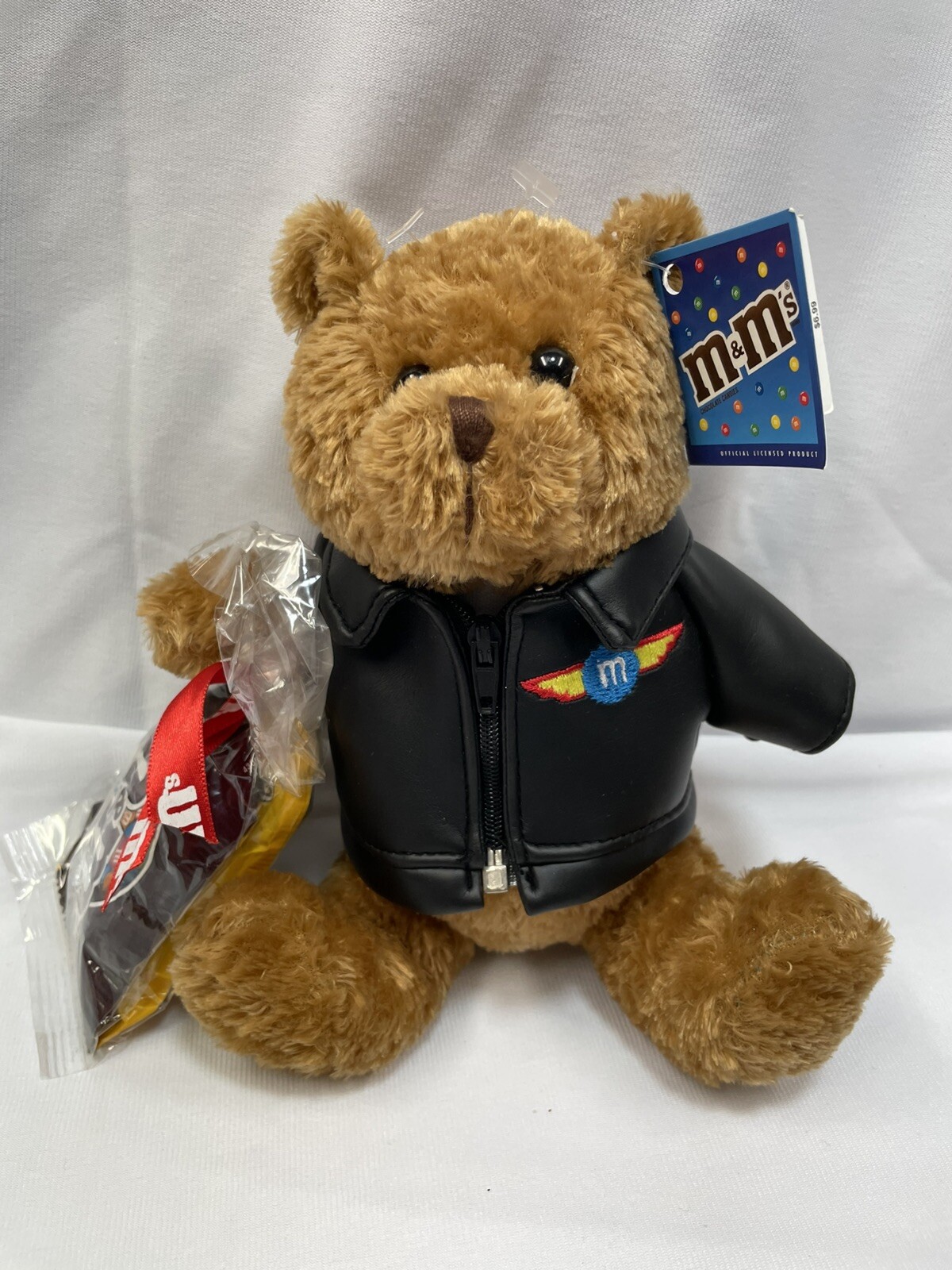 M&M's Plush 7" Bear with Black Leather Jacket New W/ Tags Galerie Collector VTG