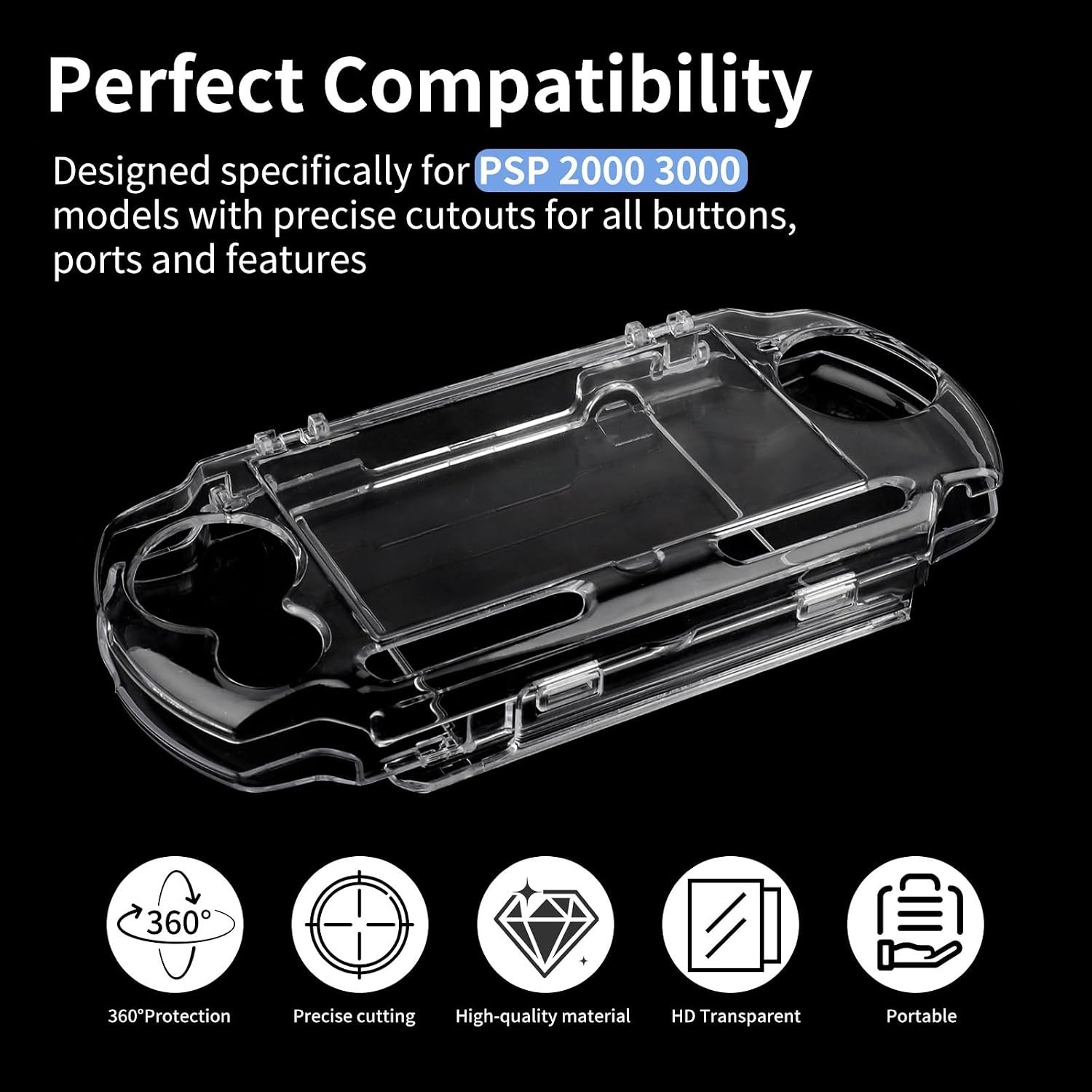 Hard Shell Case Cover Compatible with PSP 2000/3000,Transparent Protective Ca...