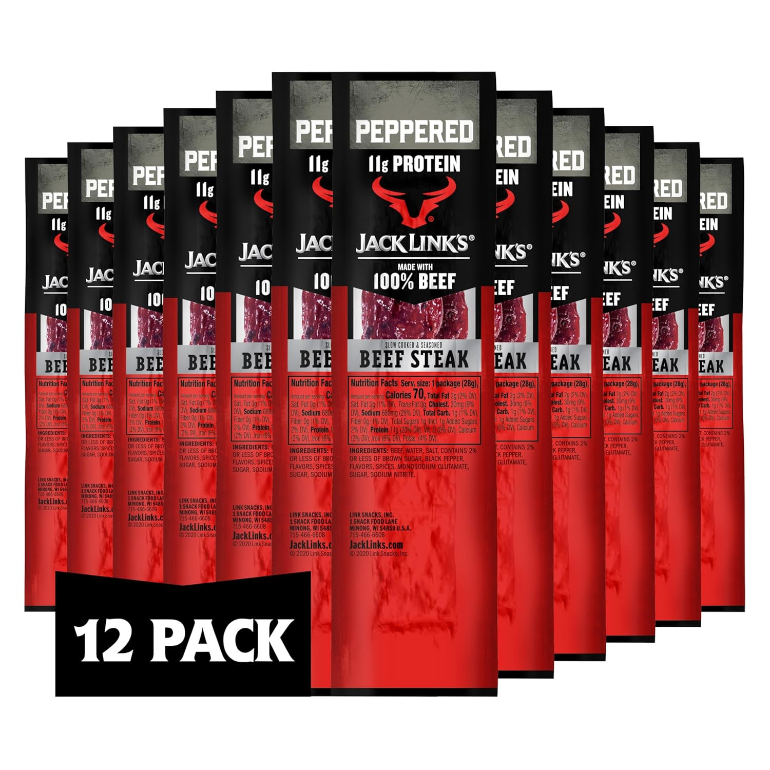 Jack Link’s Premium Cuts Beef Steak, Peppered, 12 Count, 1 Oz Strips – Great Pr