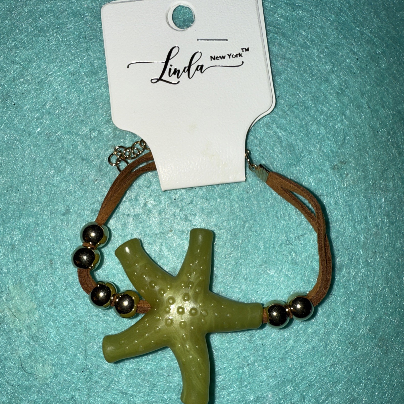 Star Fish Green Stone Bracelet NWT