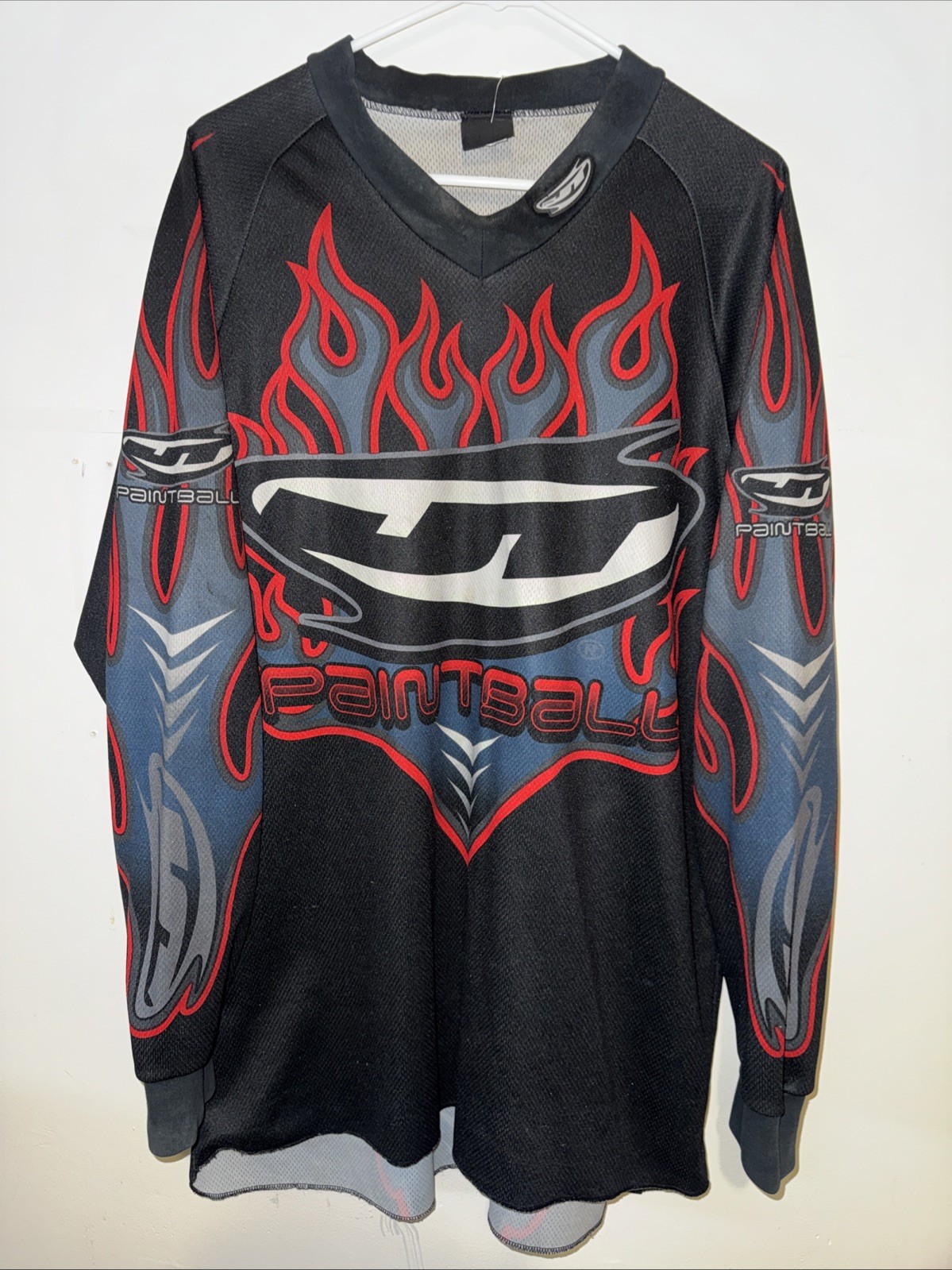 JT paintball jersey Vintage Y2K 2002 USA hot rod flames Riding Shirt Men’s XL