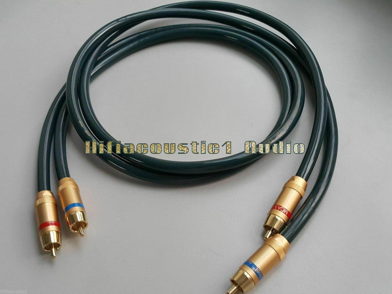 1Pair Pure Copper RCA Audio Interconnect Cable Gold RCA Plug
