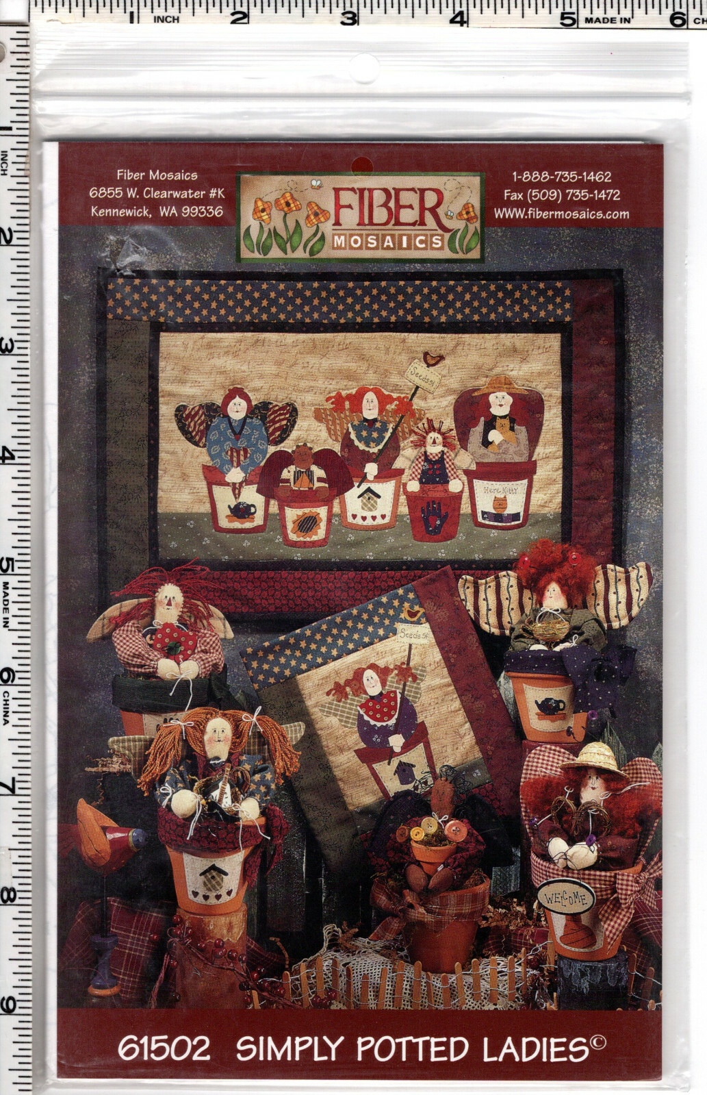 "Simply Potted Ladies" ©1997 Fiber Mosaics Sewing Quilting Applique Pattrn 61502