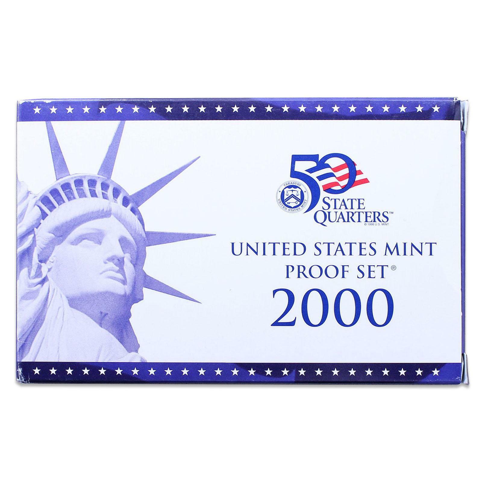 2000 S Proof Set Original Box & COA 10 Coins CN-Clad