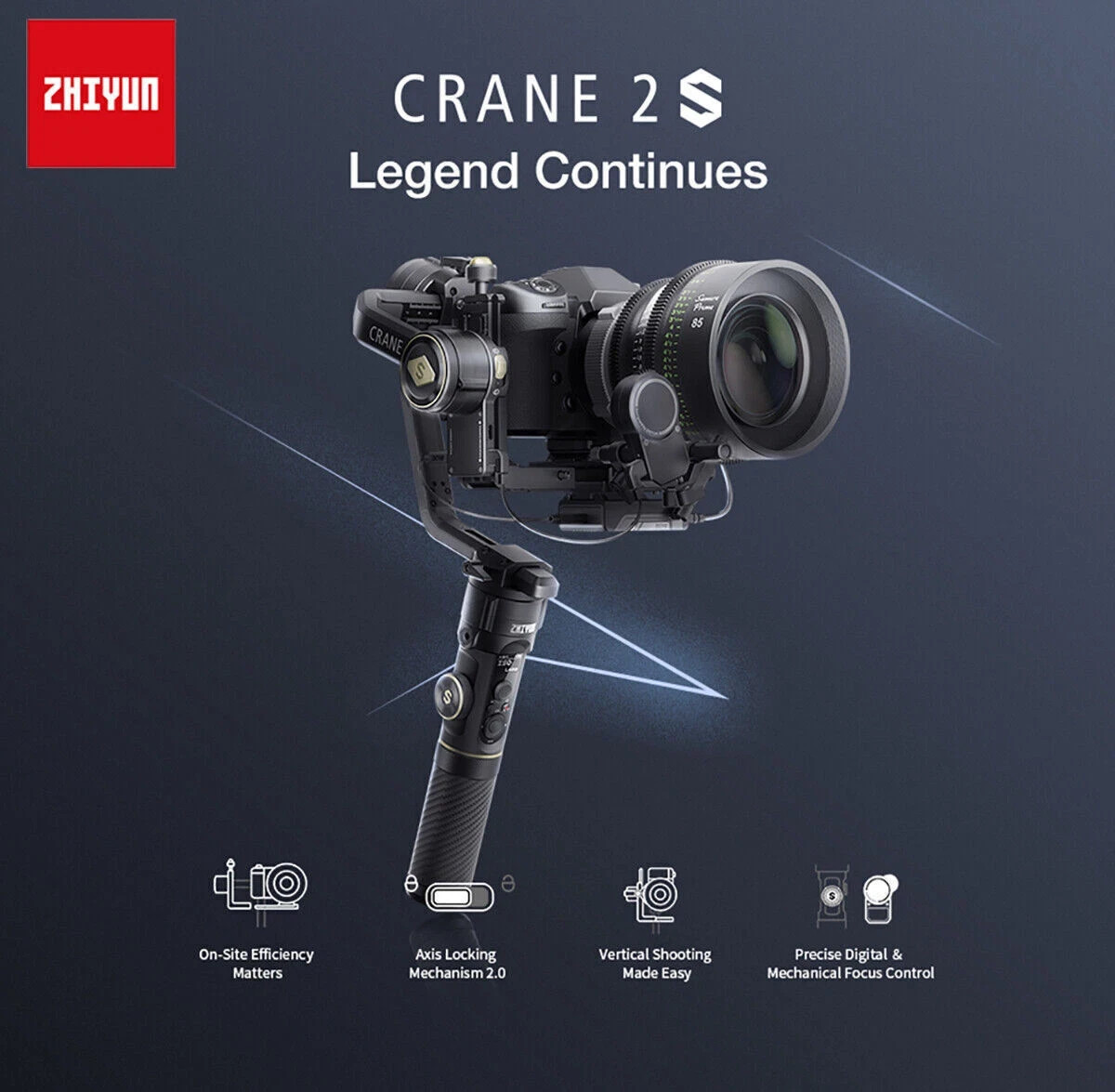 ZHIYUN CRANE 2S 3Axis Handheld Gimbal Stabilizer DSLR Mirrorless Camera