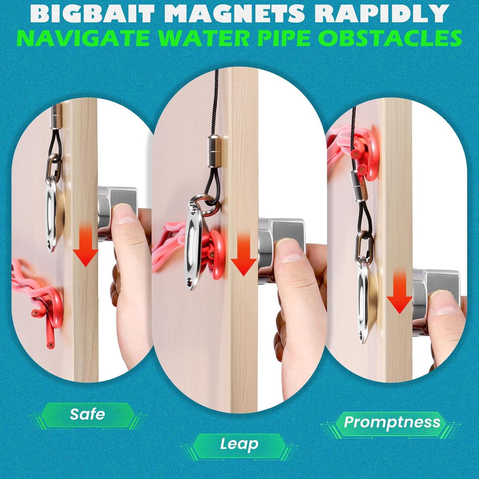 Magnet Wire Pulling System Kit, Rare Earth Magnets, 6M Nylon Rope, 50kg Pull