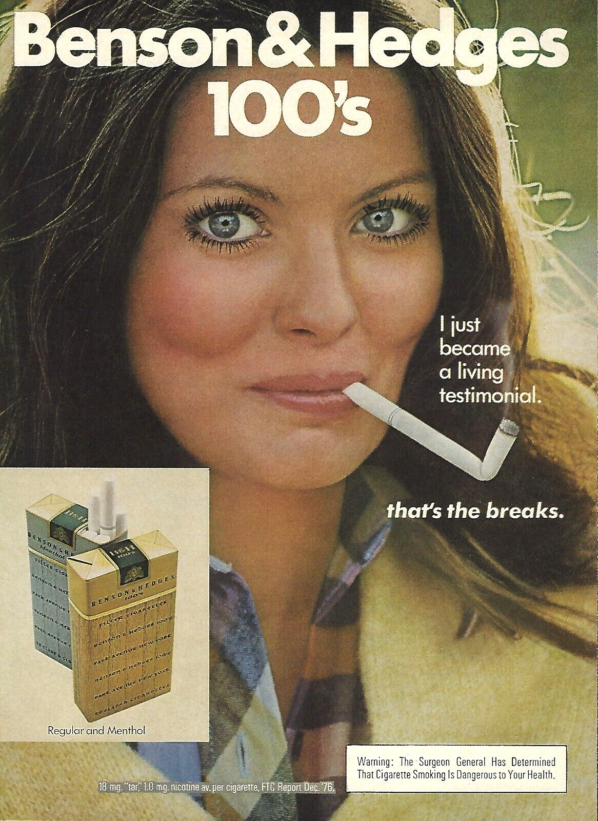 1977 Benson & Hedges Cigarettes Living Testimonial The Breaks vintage Print AD
