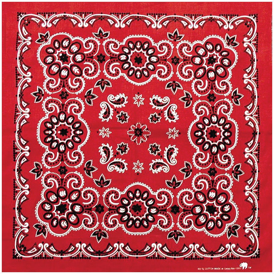 Carolina Manuf Texas Paisley Bandana - 100% Cotton, Classic Red, 27" Square