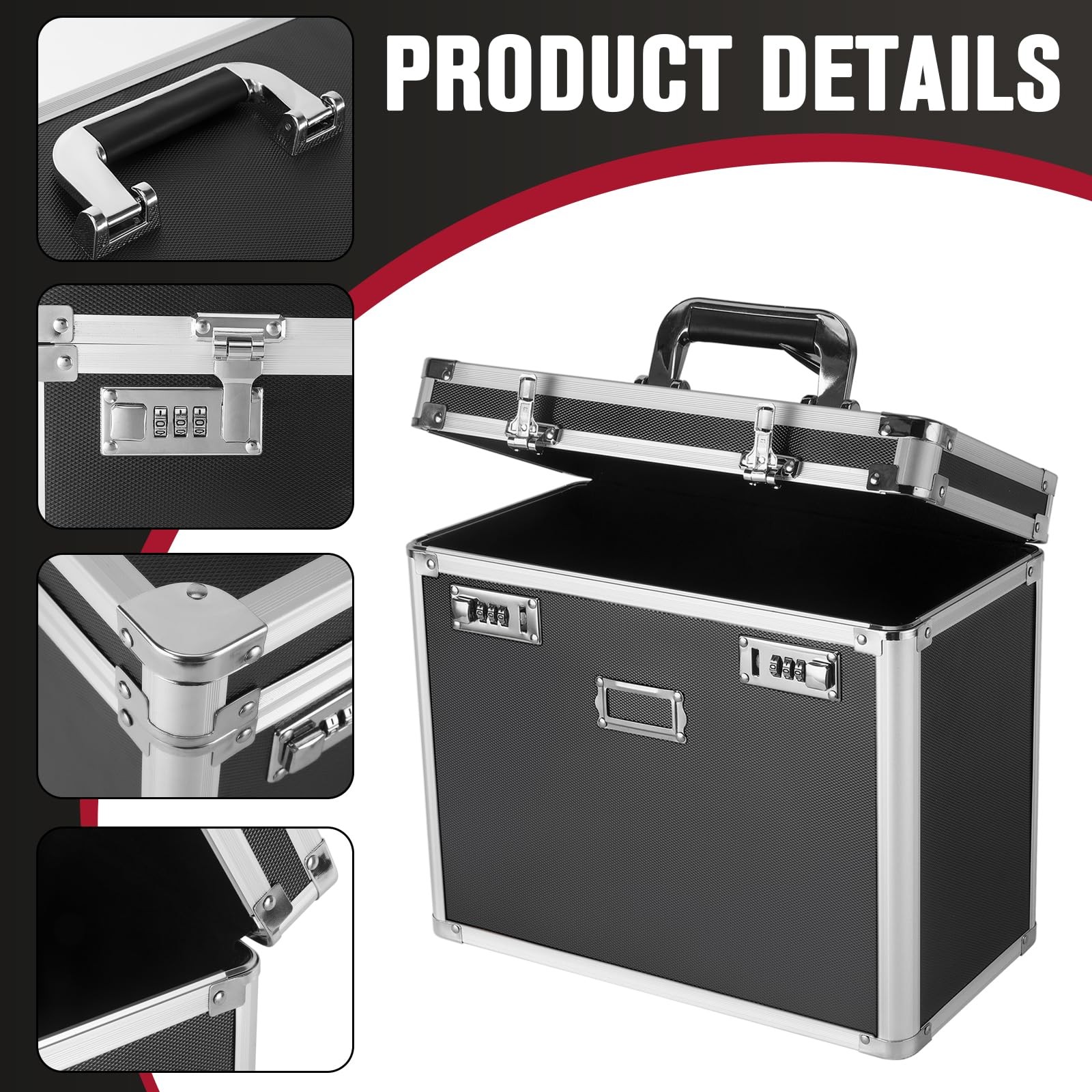 File Organizer Storage Box, Portable Locking Storage Totes - Storage Box with Du