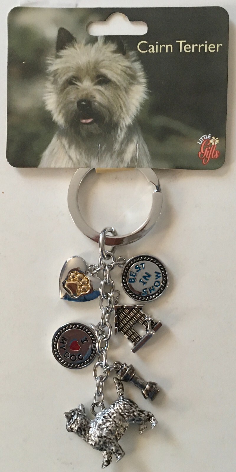 Cairn Terrier I Love My Dog / Best In Show Keychain with Charms Little Gifts NEW