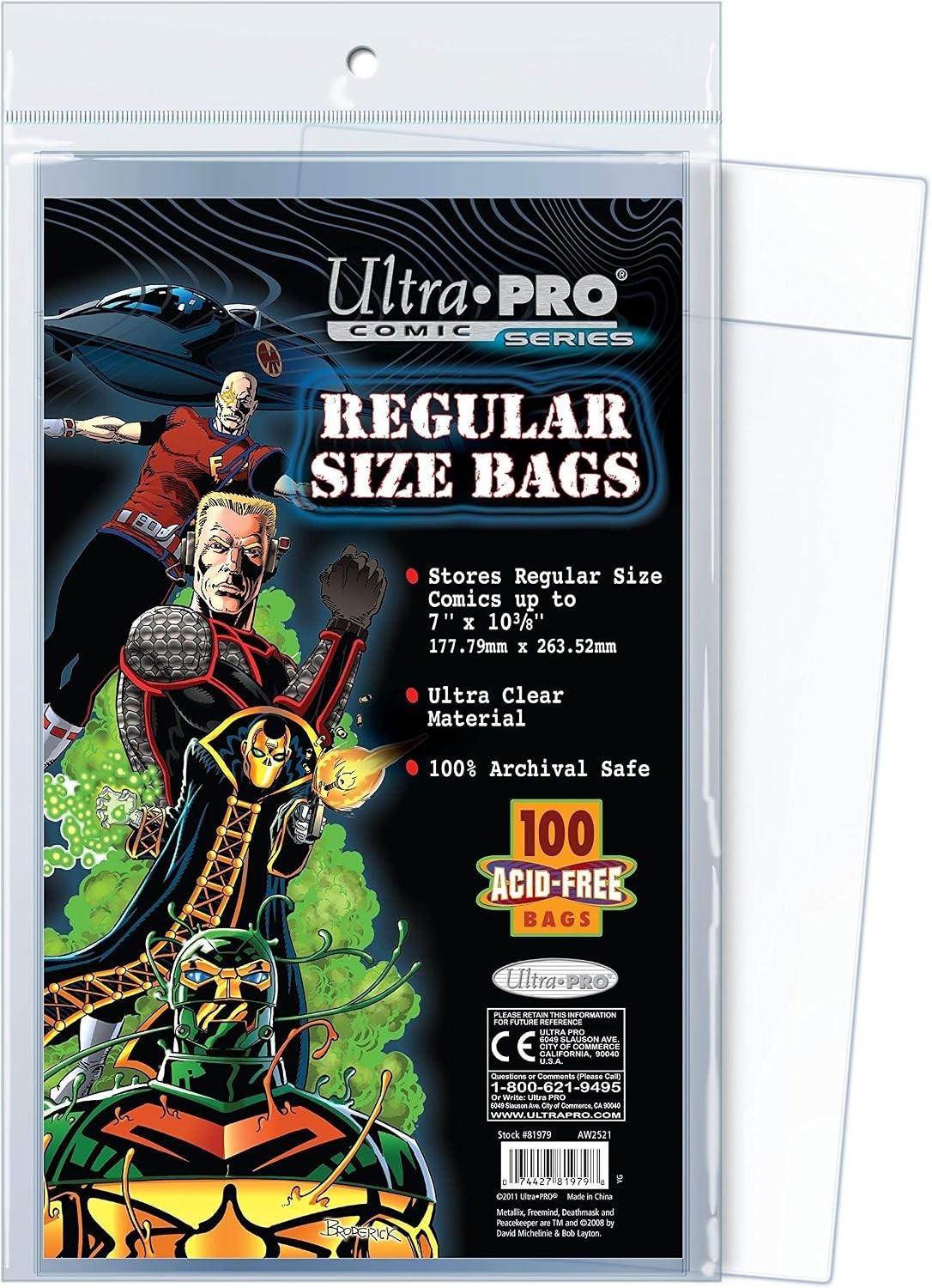 Regular Size 7-1/8 x 10-1/2" Comic Bags 100 Count Pack, Small, Clear