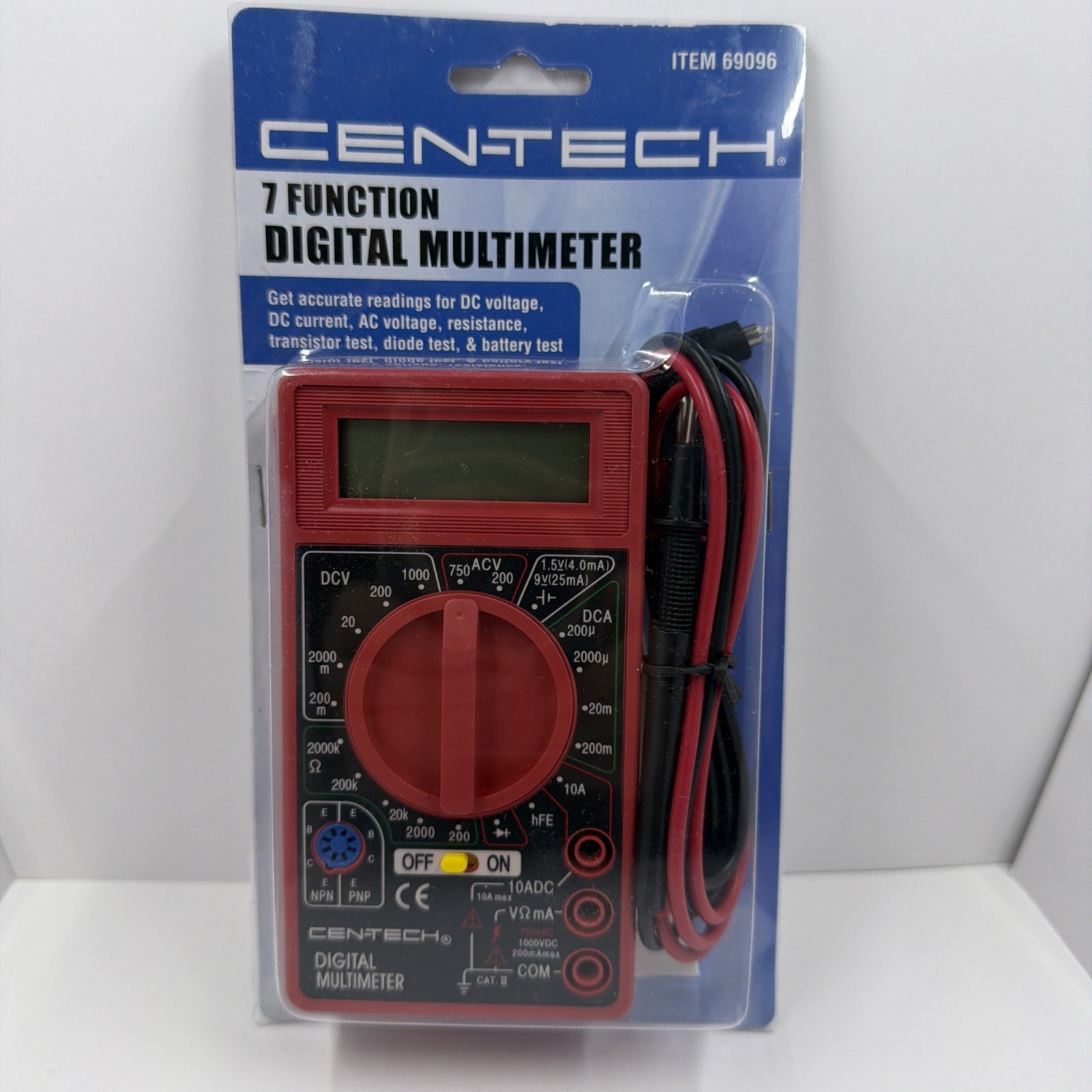 Cen Tech 69096 Digital MultiMeter Electronic Volt Tester Electrical Testing New