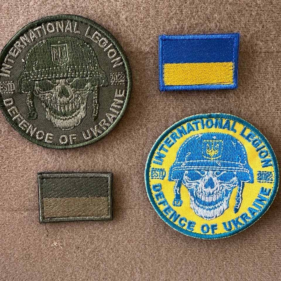 Ukrainian Army Patch International Legion of Ukraine "Skull" Badge Hook * 4 pcs