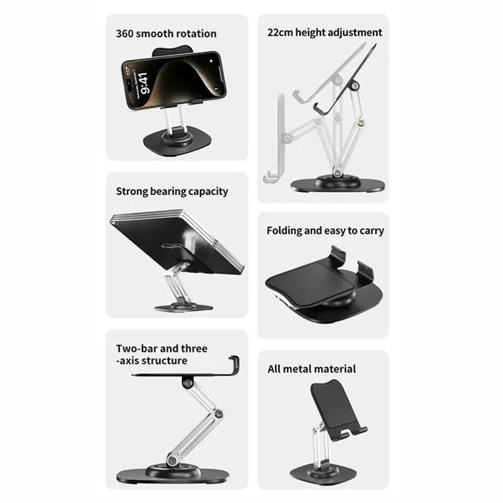 Universal Adjustable Tablet Mount Cell Phone iPad iPhone Desk 360 Rotate Holder
