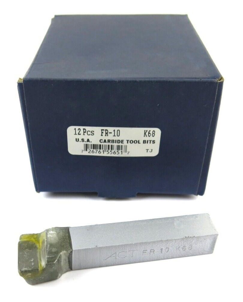 12pc ACT FR-10 K68 Grade Carbide Brazed Lathe Tool Bit 0° Offset Edge 5/8" Shank