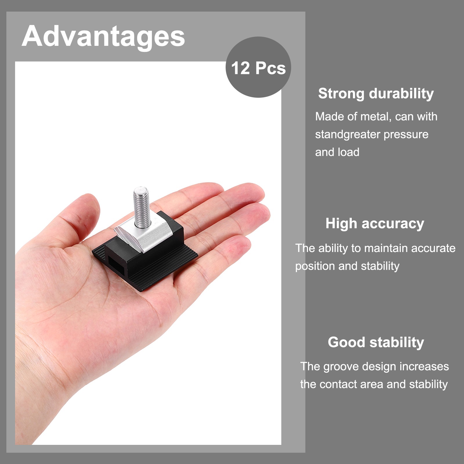12 x Solar End Clamp Solar Panel Mount Bracket Black Mounting Clamps 30mm