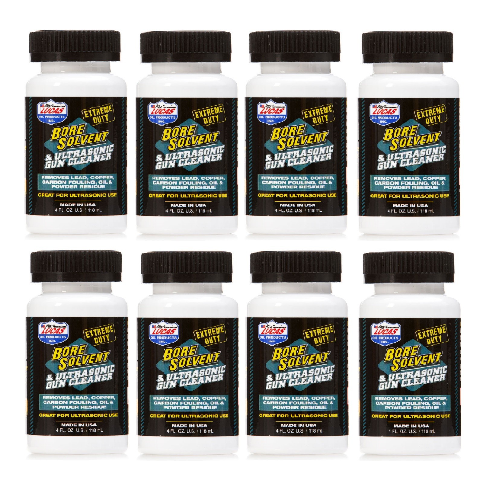 Lucas Oil Set of 8 Extreme Duty Solvent & Ultrasonic Gun Cleaner 4 Oz Bottles