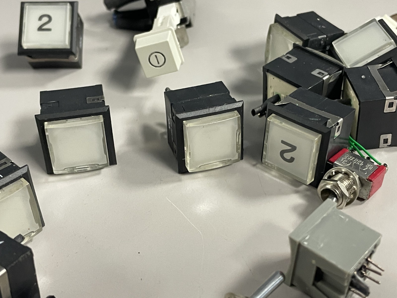 Mixed Lot 20 Plus Push Button/Toggle Switches - Lights - Segment Display - Used