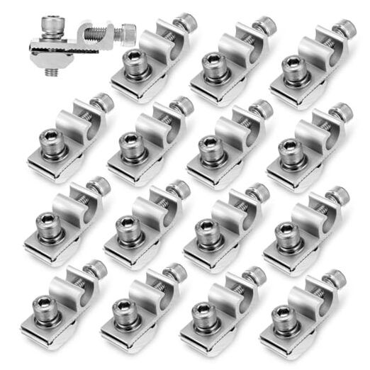 16 Pcs Solar Panel Grounding Lugs, Stainless Steel, Silver, MOUNT BRACKET,
