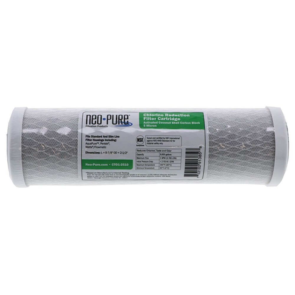 Neo-Pure CTO1-2510 9-7/8" x 2-1/2" Coconut Shell Carbon Block Filter 5 micron