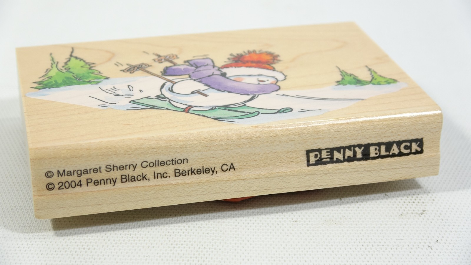 2004 Penny Black Rubber Stamp Skiing Snowman 2994K