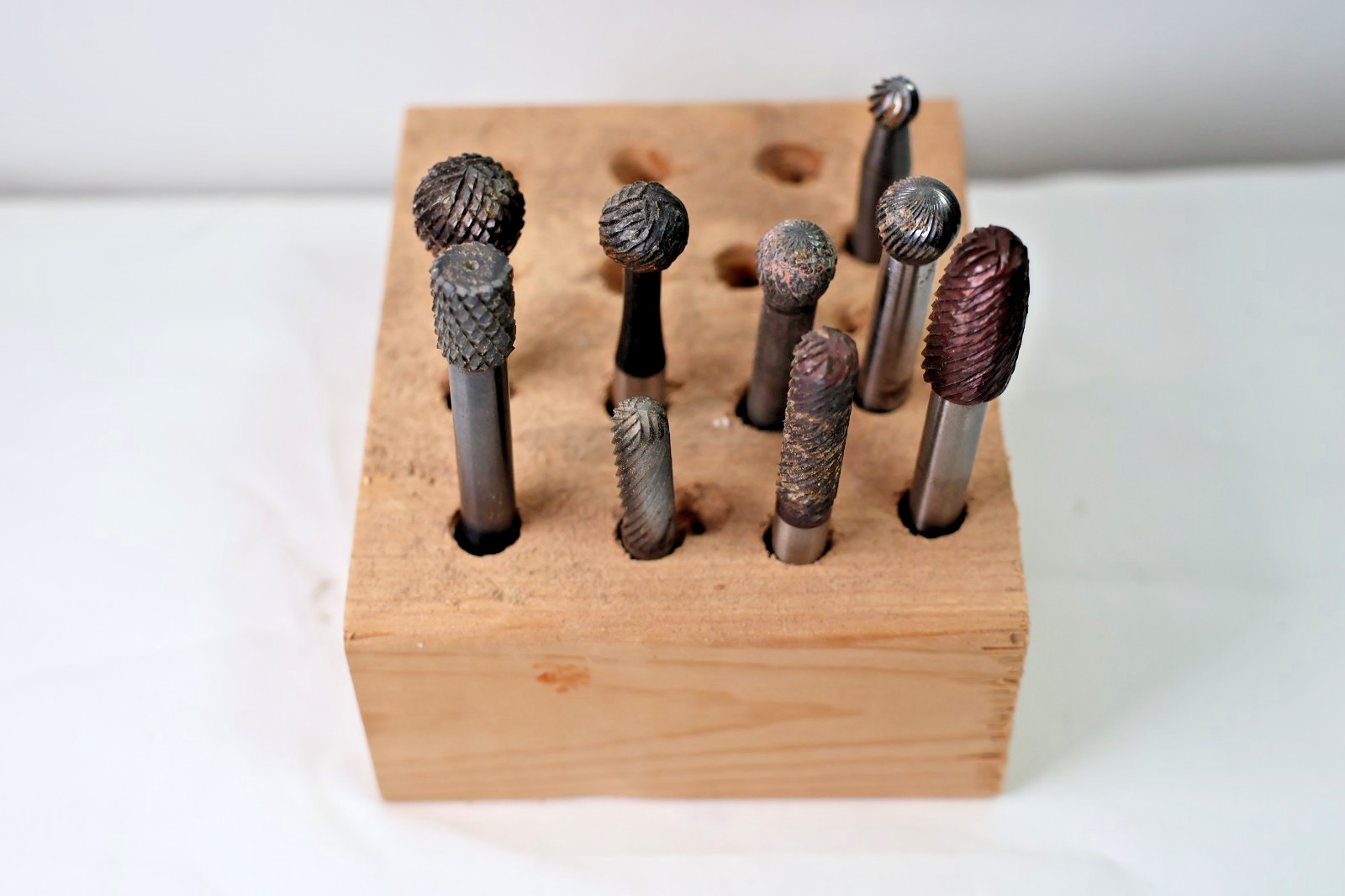 9PCs Burr Set - 1/4" Double Cut Rotary Bits for Wood & Metal MADE IN USA