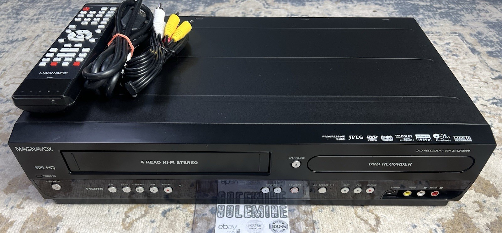 Magnavox ZV427MG9 VCR/DVD Recorder Combo w/ Remote Cables Transfer VHS to DVD