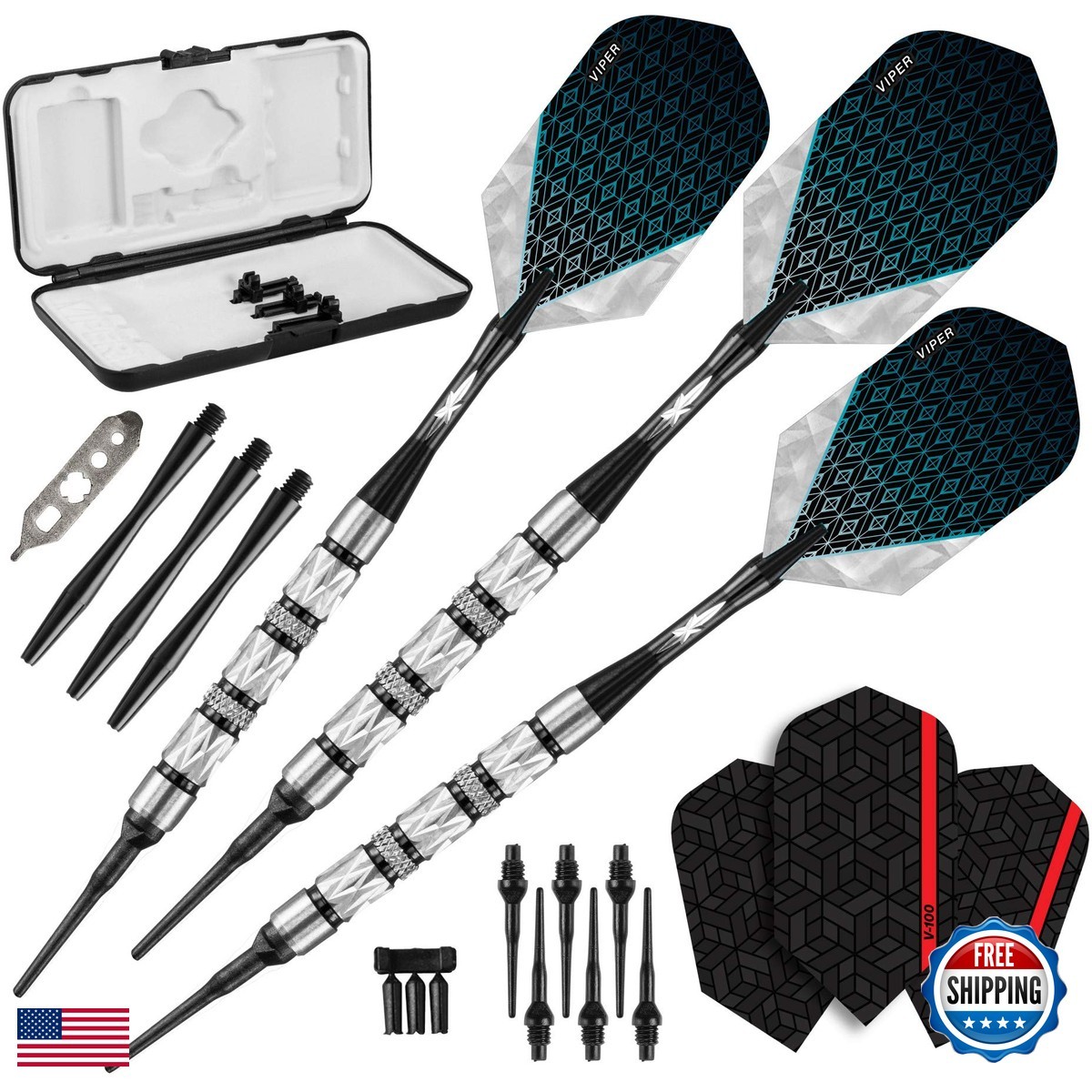 Viper By Gld Products Viper Diamond 90 Tungsten Soft Tip Darts Storage/Travel