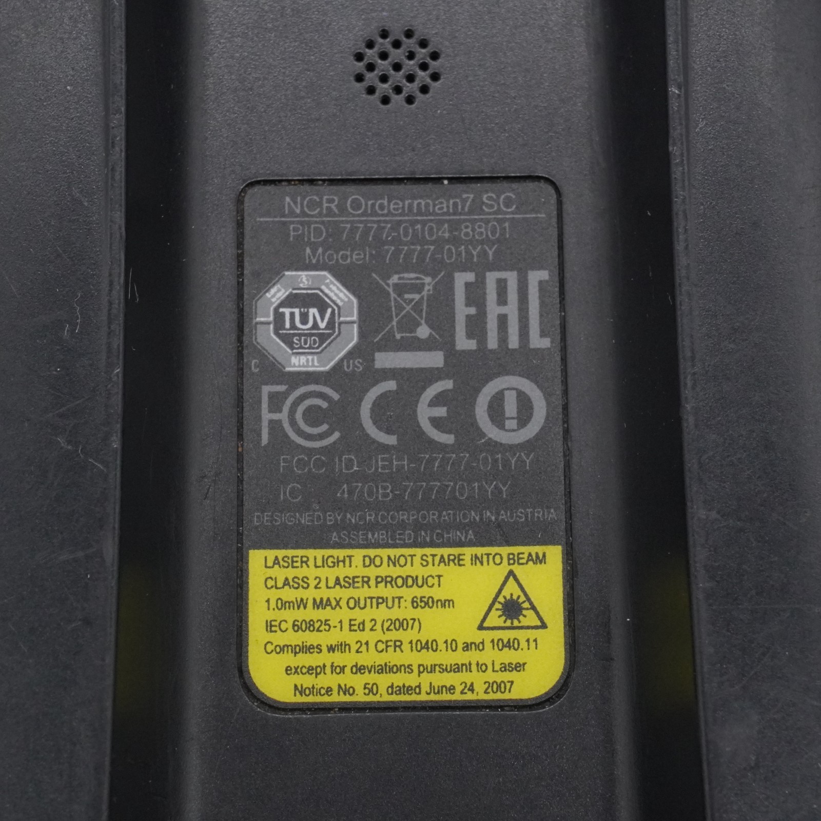 NCR Orderman7 Model 7777-0104-8801 SC Handheld Device Untested!