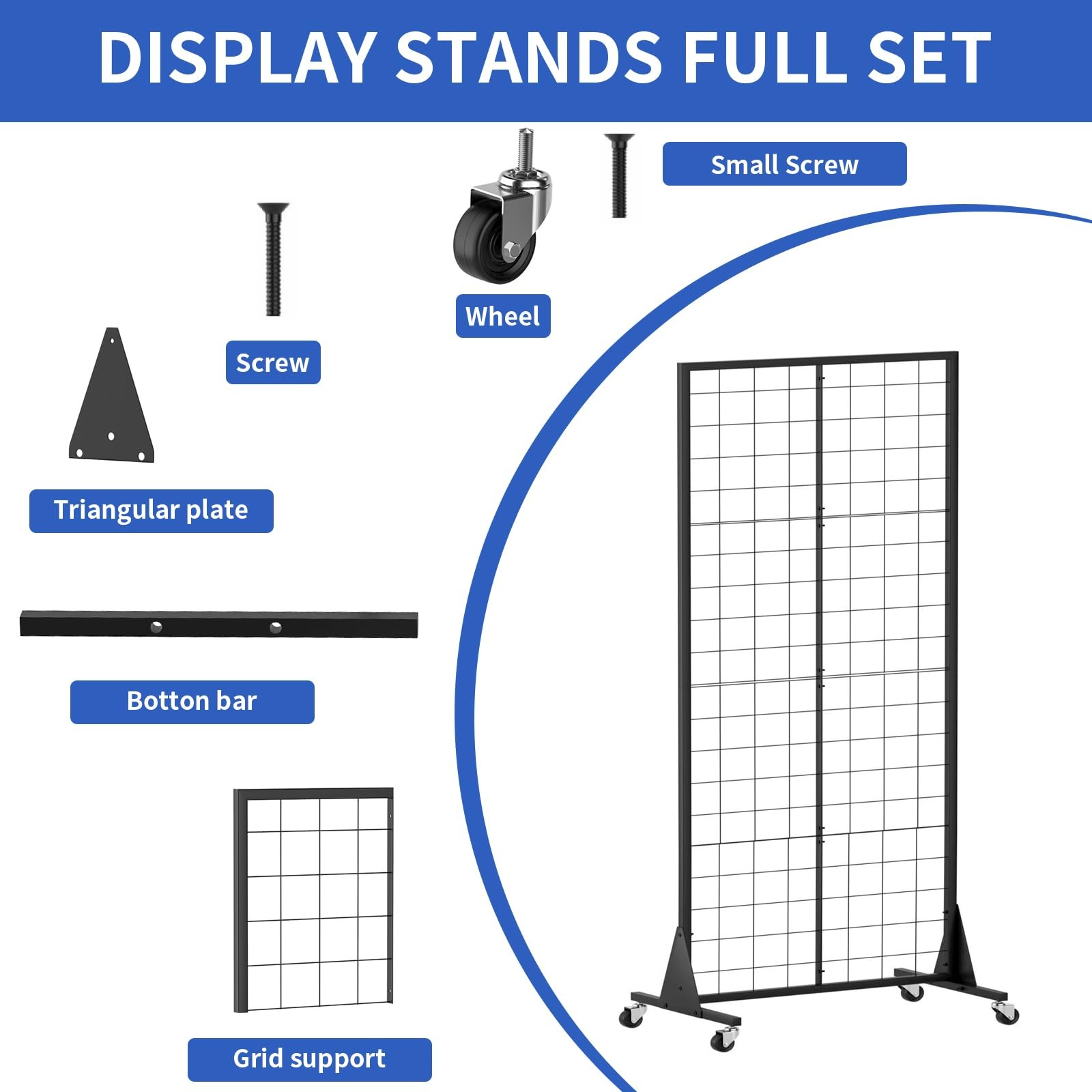 Gridwall Panel Display Stands 2'x5.5' Ft, Heavy-Duty Floorstanding Retail Displa
