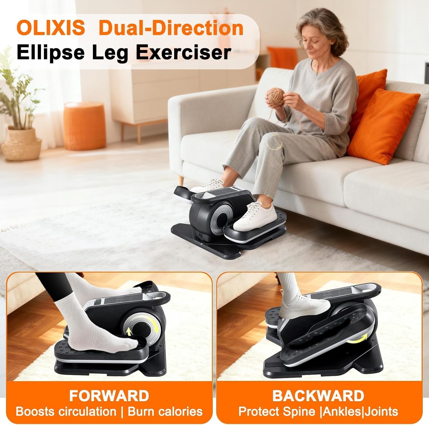 Under Desk Elliptical Machine with-Remote Control