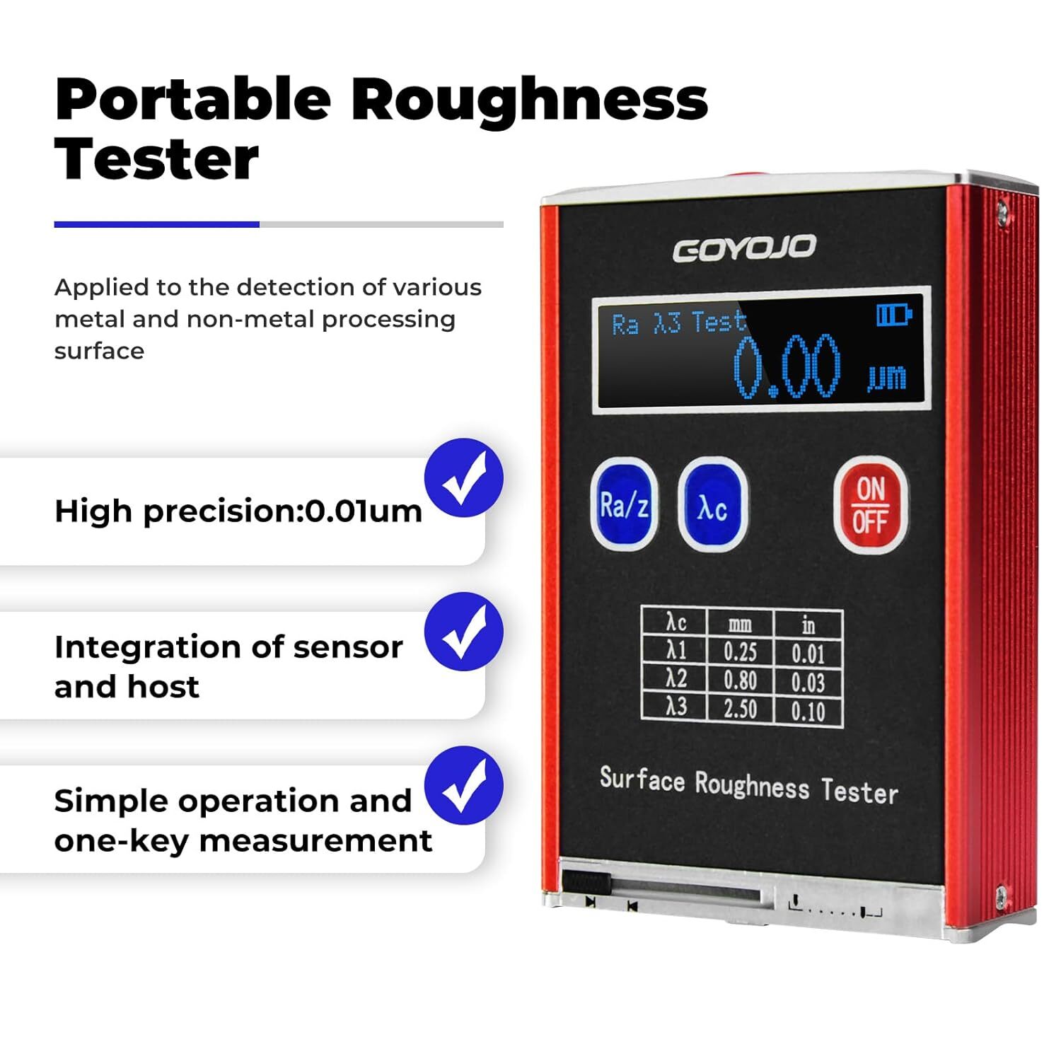 Surface Roughness Tester Portable Profilometer – Ra/Rq/Rz/Rt Profile Gauge Meter