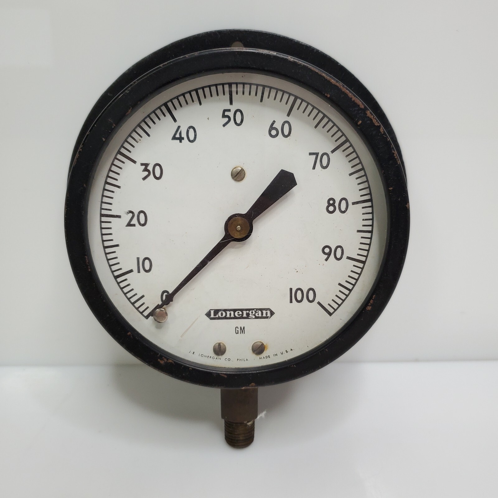 Vintage JE Lonergan Co 100 PSI Steam Gauge GM 6" USA