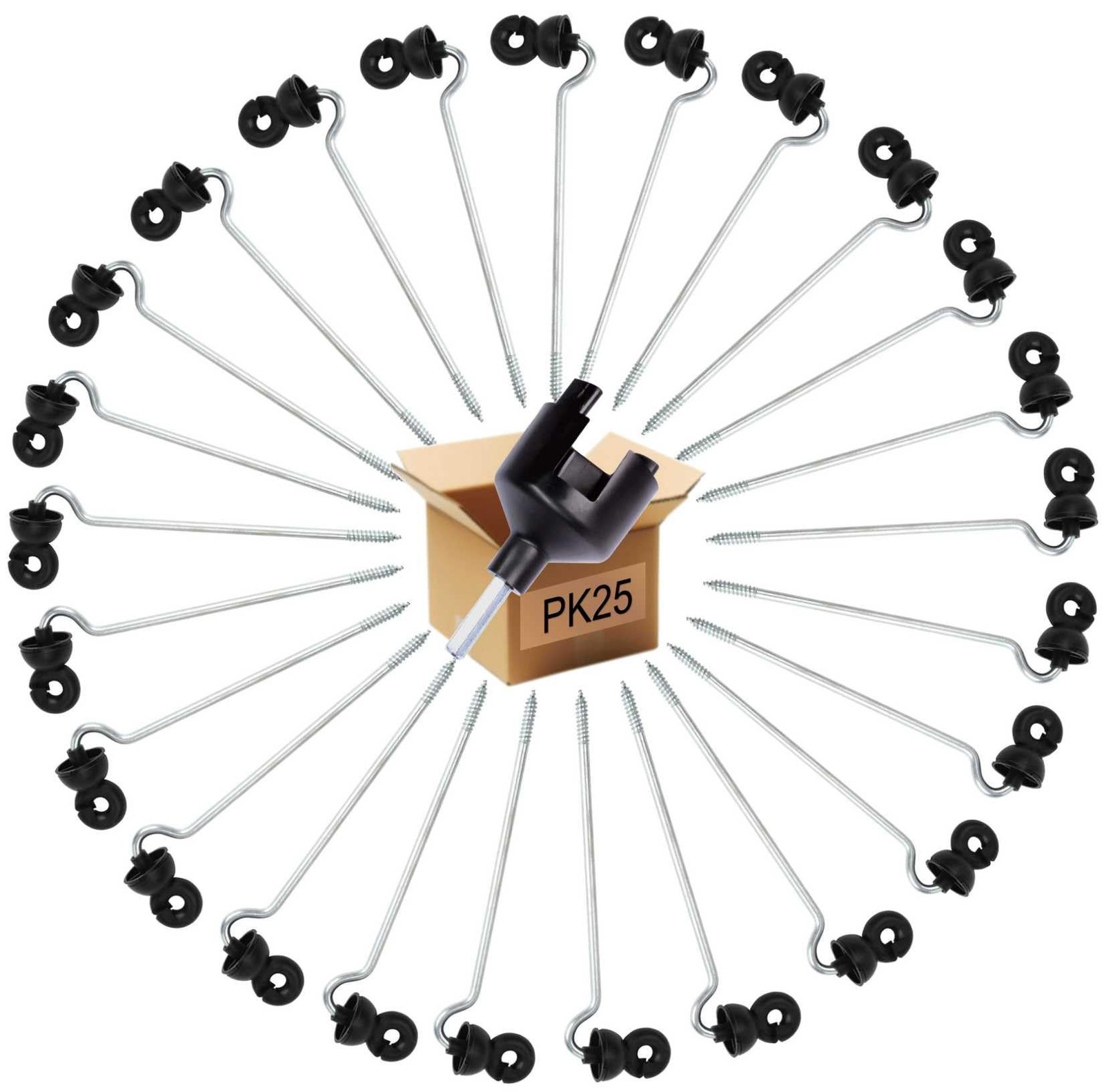 Electric Fencing Offset Long Distance Goose Neck Screw-in Ring Insulator w/8....