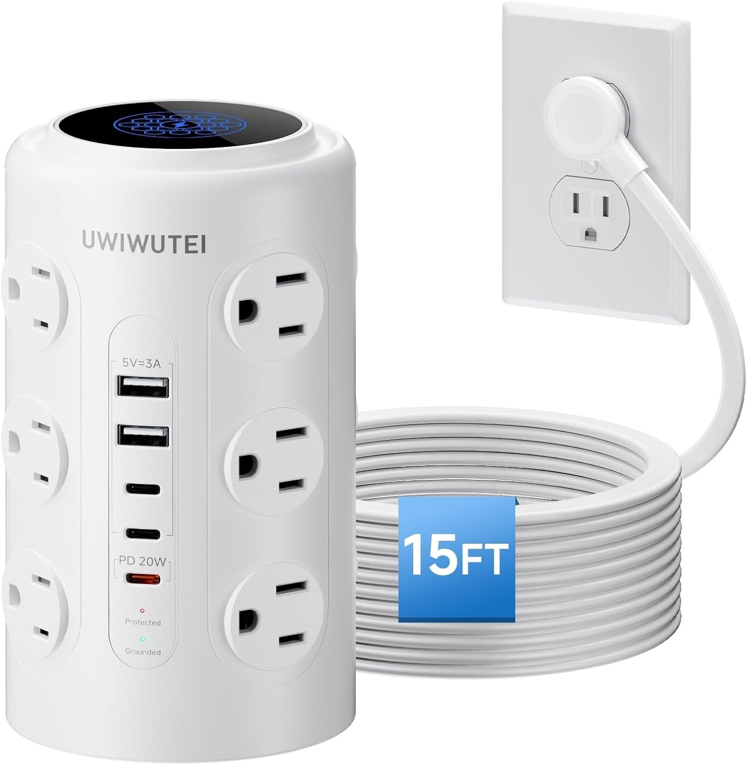 Vertical Charging Station with 12 Outlets, 5 USB Ports