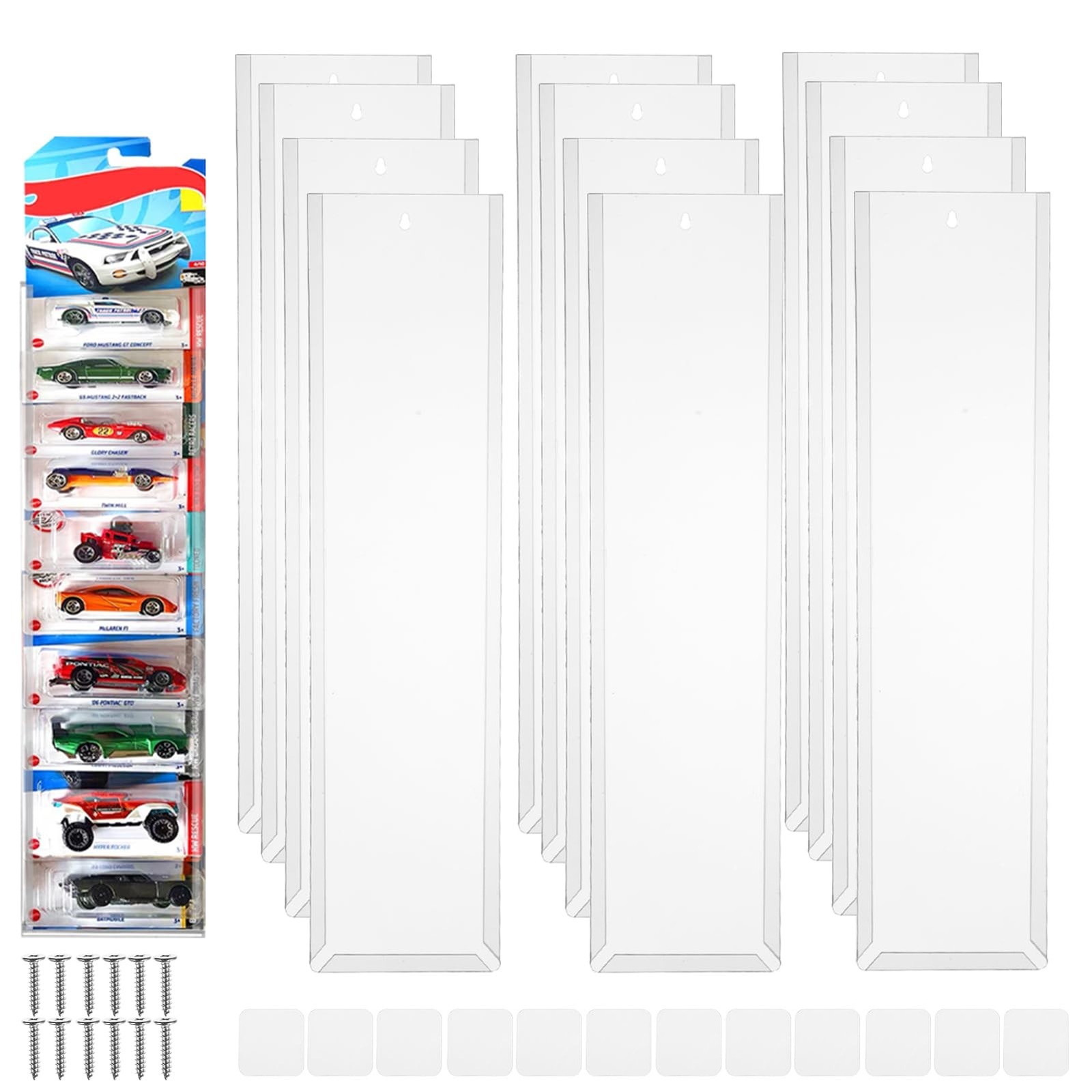 12 Pack Clear Display Case for Packaged Model Cars Toy Car Storage Organizer ...
