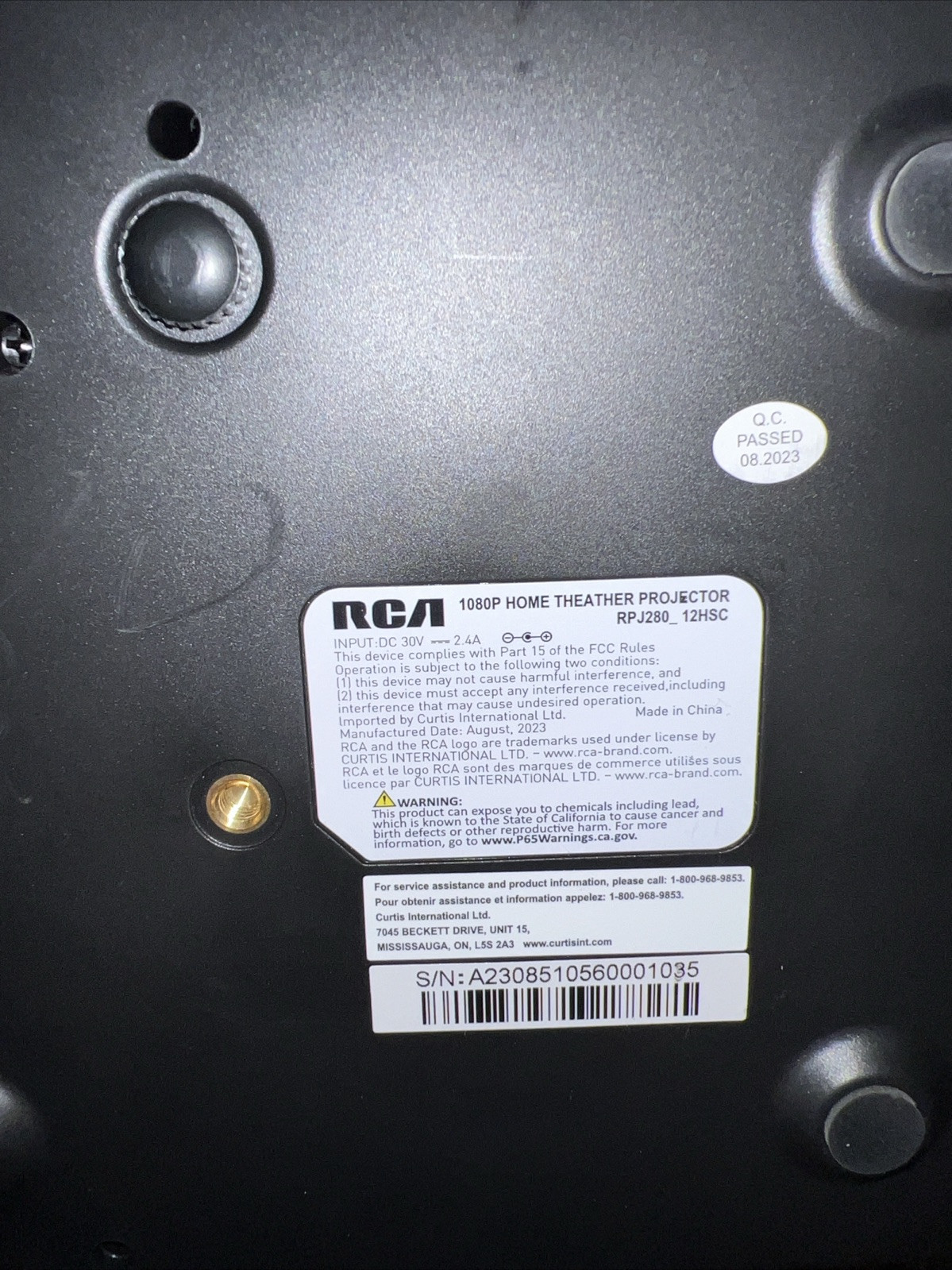 RCA HOME THEATER PROJECTOR 1080p (PRJ280)