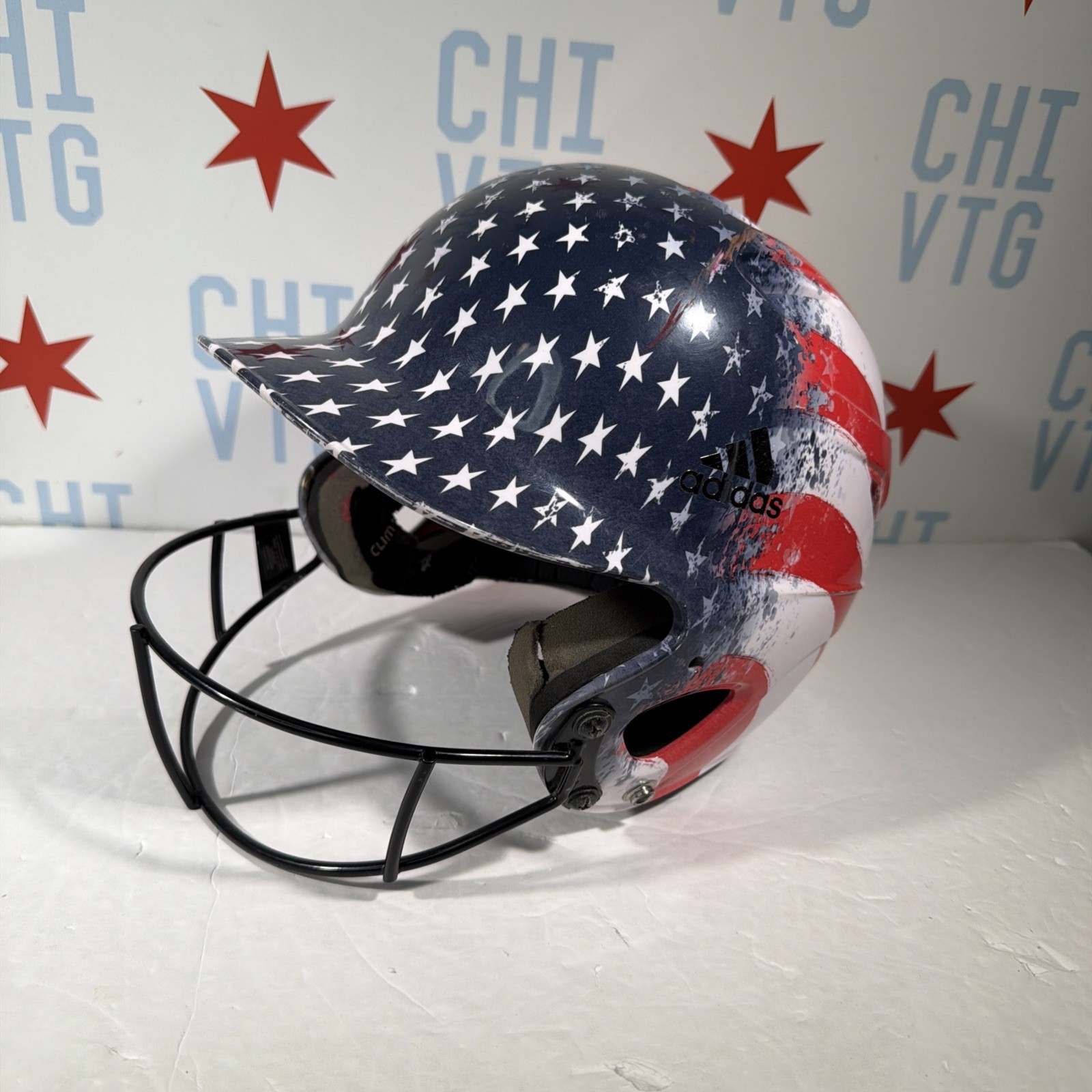 Adidas Senior Batters Helmet / Size 6 3/8-7 5/8 -Softball Or Baseball / USA FLAG