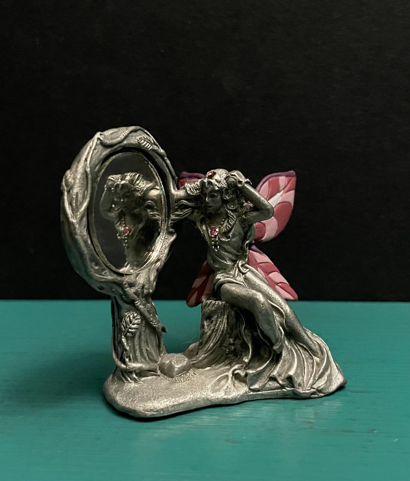 Gallo Pewter Fairy Fay Pixie Wood Nymph Mirror Tinkerbell Painted Wings Figurine