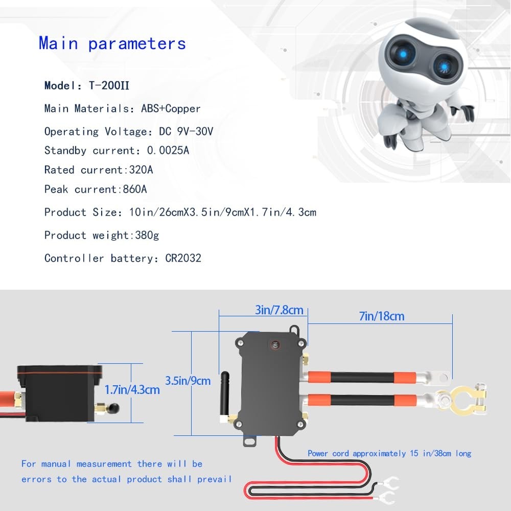 12V Battery Disconnect Switch Remote Control APP Bluetooth Smart Battery Kill Sw