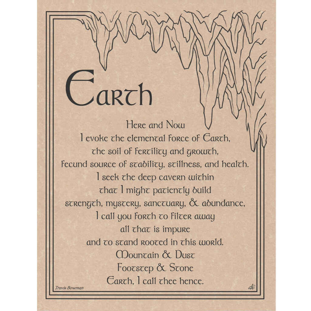 Earth Evocation Poster 8.5 x 11" Parchment Print NEW Element of Earth Page