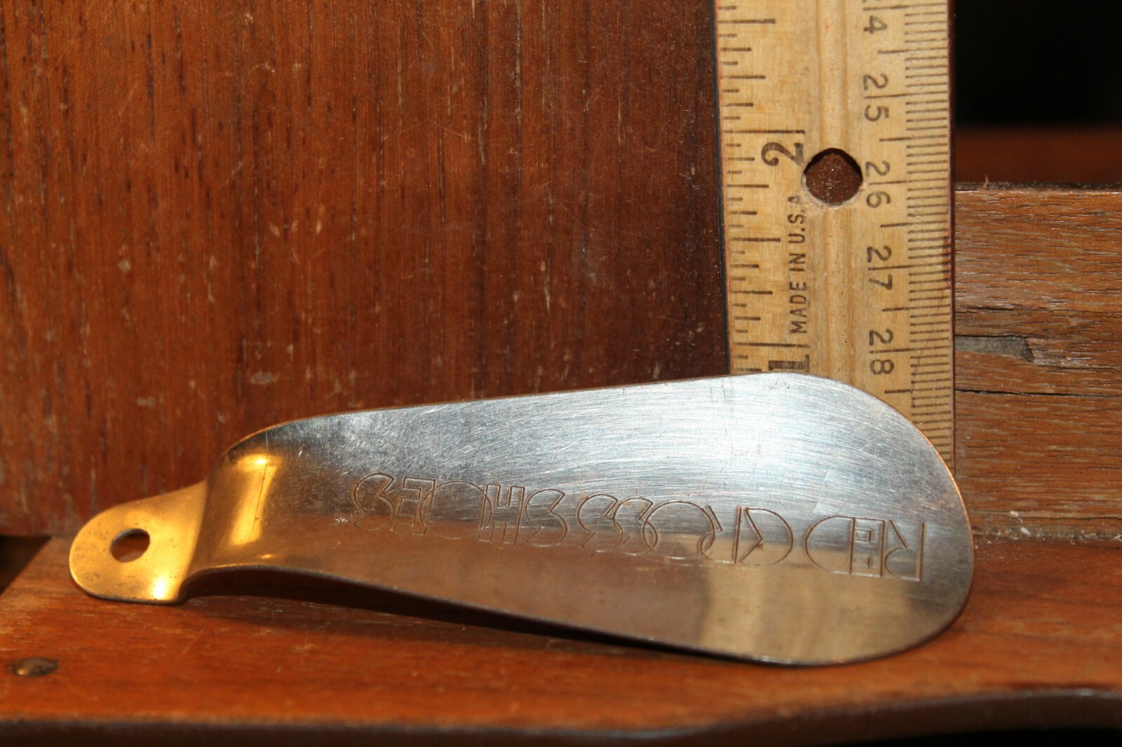 Antique Shoehorn Shoe Spoon Red Cross Shoes Art Deco Font